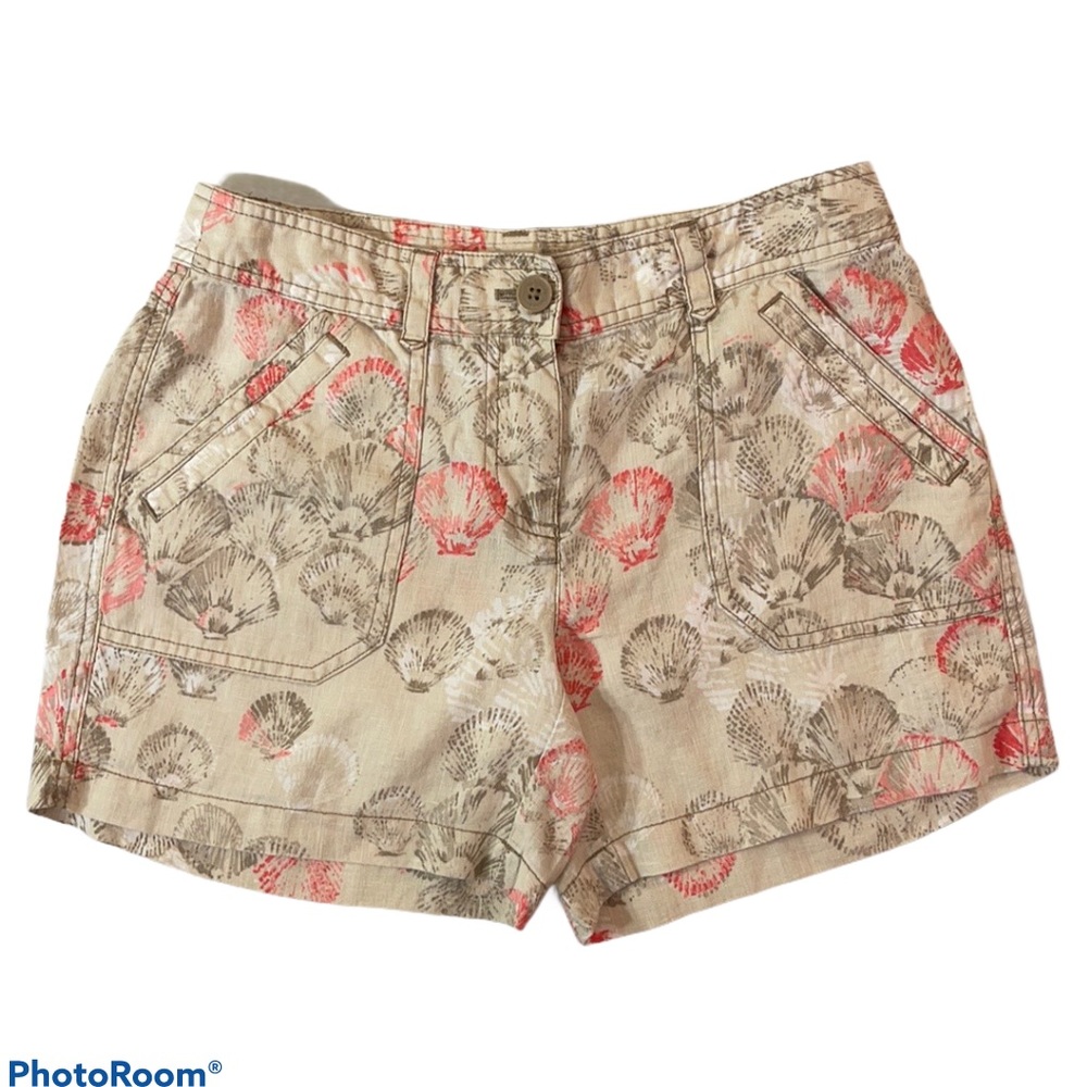 Tommy Bahama Cream Shells Linen Mini Shorts 0